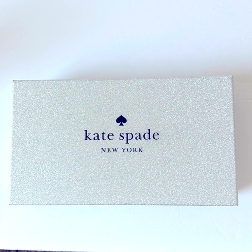 Kate Spade Rectangle Smooth Silver Glitter Storage Box Mirror Like Interior